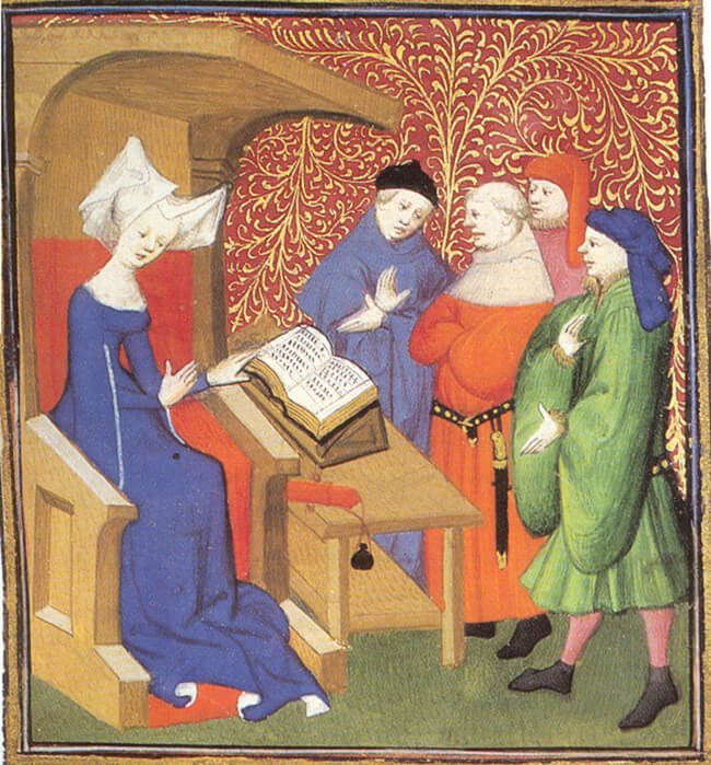 Christine de Pizan Lecturing Men at the Cathedral